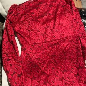 Off shoulder red dress